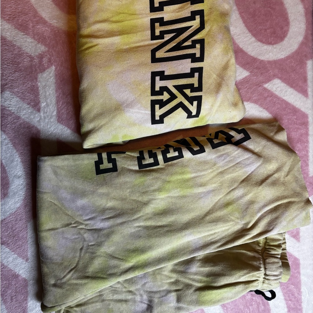 PINK Victoria's Secret Tie-Dye Sweatpants and Matching Hoodie Set